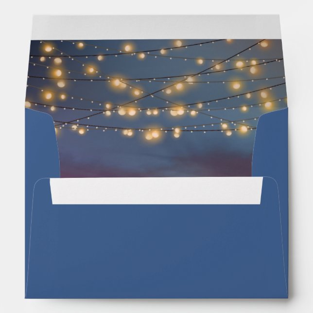Enveloppe Elégant Sunset Beach String Lights Mariage été (Dos (Bas))