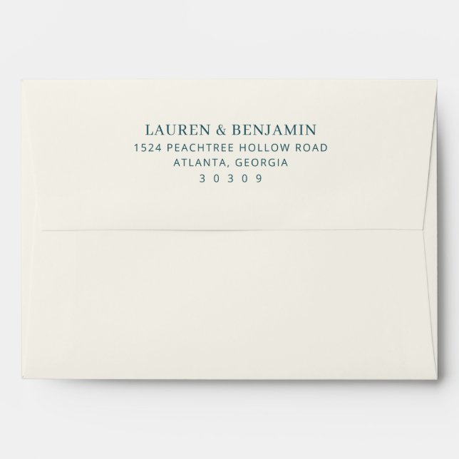 Enveloppe Elegant Teal Minimalist Typographic (Dos (Haut rabat))