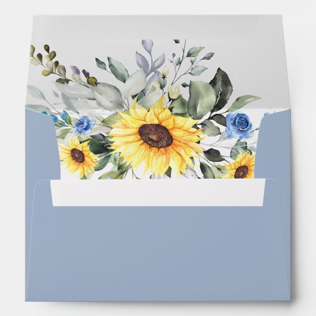Enveloppe Elégant tournesol Eucalyptus Floral pour carte 5x7 (Dos (Bas))