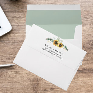 Enveloppe Elégant tournesol Eucalyptus Mariage moderne