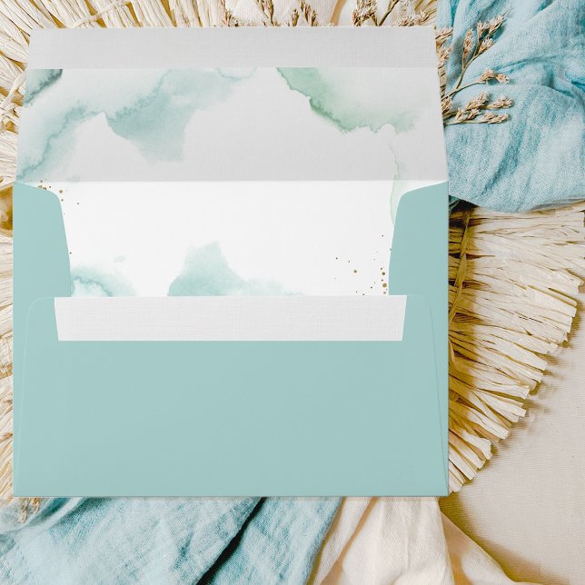 Enveloppe Elégant Turquoise pâle avec Aquarelle (Créateur téléchargé)