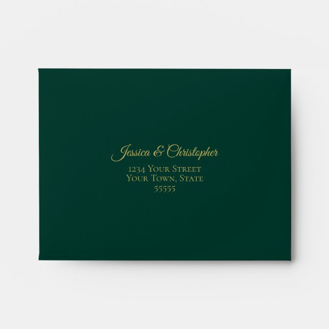 Enveloppe Élégant vert émeraude avec mariage en dentelle d'o (Devant)