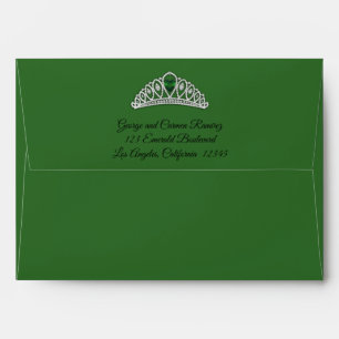 Enveloppe Élégant vert émeraude Diamond Crown Quinceañera
