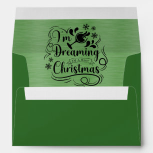 Enveloppe Élégant vert métal noir texte de Noël