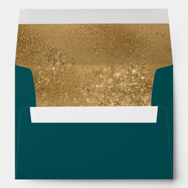 Enveloppe Elégant Vert Turquoise Or (Dos (Bas))