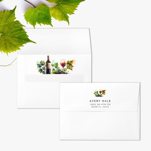 Enveloppe Élégant Vino aquarelle avant Vows Fête des mariées (Créateur téléchargé)
