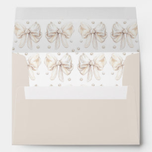 Enveloppe Élégant Vintage Crème Nœud Mariage