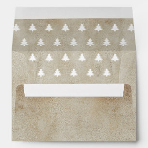 Enveloppe Élégant Vintage Noël Arbres Antique Papier