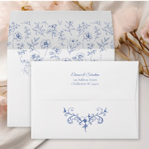 Enveloppe Elégant Vintage Romance Dusty Blue Floral Mariage