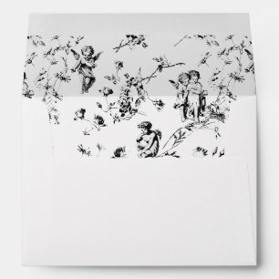 Enveloppe Elégant Vintage Toile Noir Blanc Cupid Angels