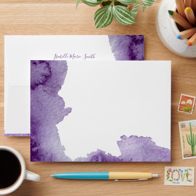 Enveloppe Elégant Violet violet couleur Laver mariage Invite (Desk)