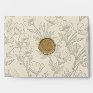 Enveloppe élégante à motif de pavot de Californie
