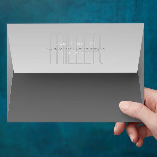 Enveloppe Élégante Adresse de Retour Monogramme Gris Moderne (Hand)
