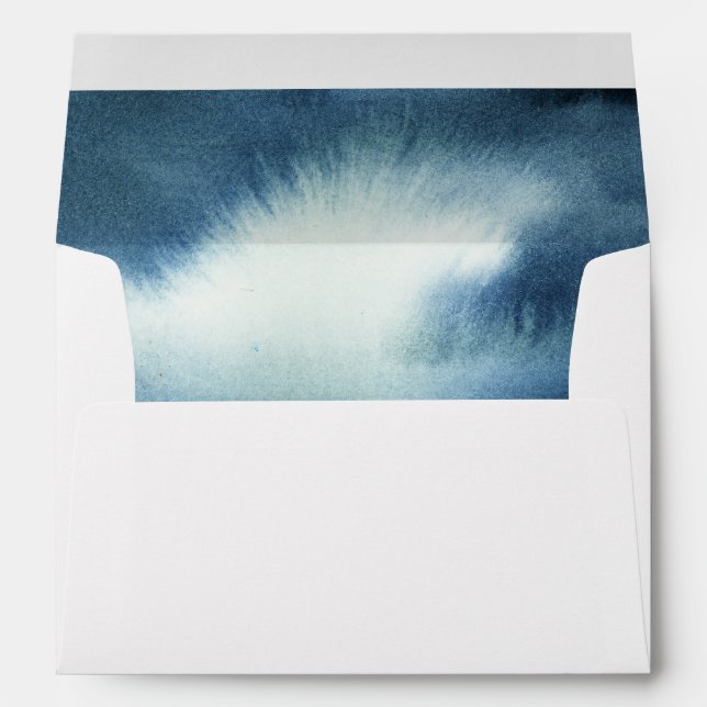 Enveloppe Elégante aquarelle bleu marine (Dos (Bas))