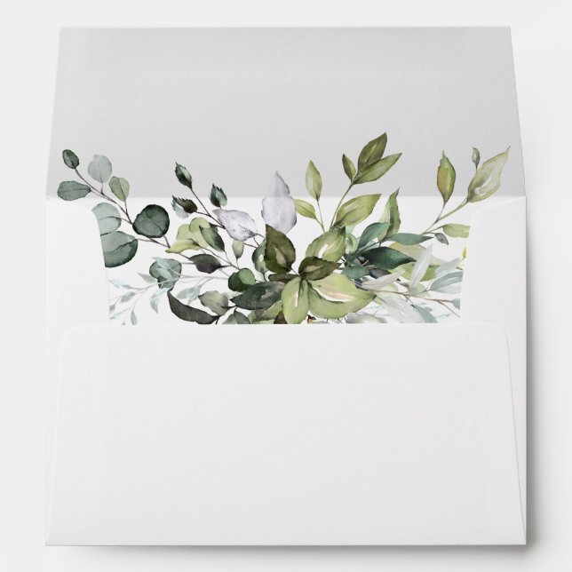 Enveloppe Elégante aquarelle Botanique Mariage de verdure (Dos (Bas))