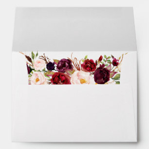 Enveloppe Elégante aquarelle Bourgogne Floral Invitation