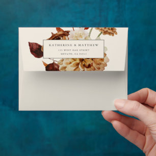 Enveloppe Elégante aquarelle d'automne Mariage Floral Merci