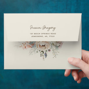 Enveloppe Elégante aquarelle douce jardin fleuri mariage