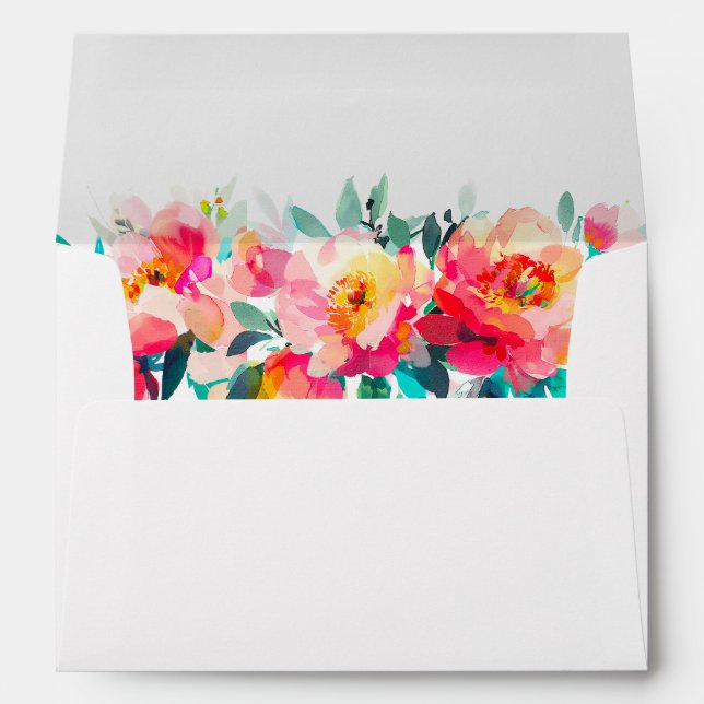 Enveloppe Elégante aquarelle Fleurs sauvages de mariage Fleu (Dos (Bas))