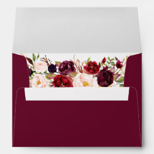 Enveloppe Elégante aquarelle Floral Bourgogne Invitation