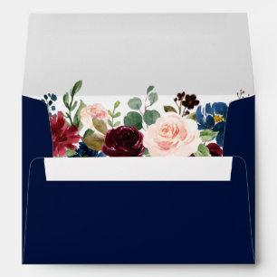Enveloppe Elégante aquarelle Floral Mariage Bleu