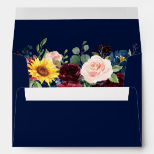 Enveloppe Elégante aquarelle Mixte Floral Mariage bleu