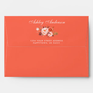 Enveloppe Elégante aquarelle moderne Coral Mariage floral