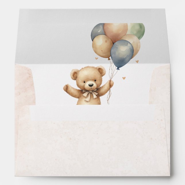 Enveloppe Elégante aquarelle Ours Baby shower en peluche (Dos (Bas))