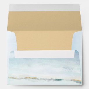 Enveloppe Elégante aquarelle Plage côtière Vagues Mariage
