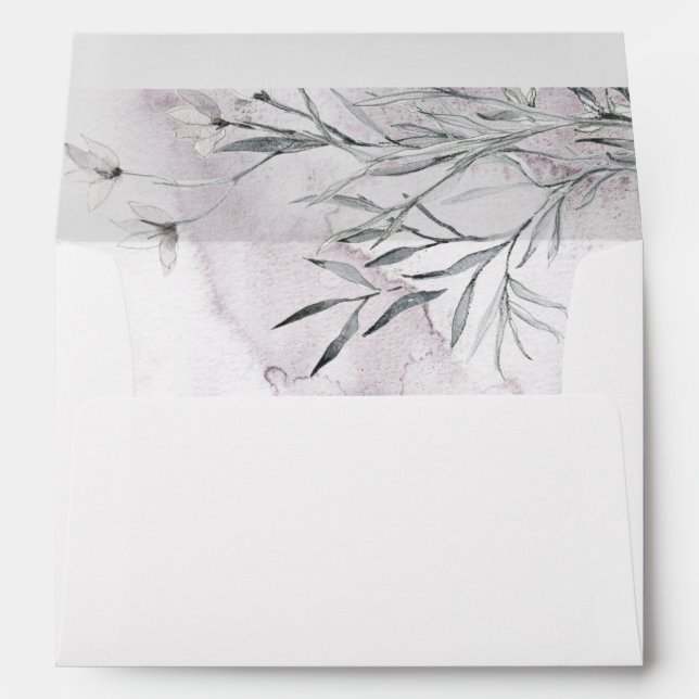 Enveloppe Elégante aquarelle violet foncé mariage (Dos (Bas))