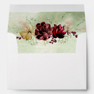 Enveloppe Élégante bande succulente de marsala bordeaux