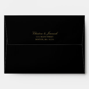 Enveloppe Élégante Black Gold Script Mariage Adresse de reto