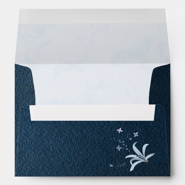 Enveloppe élégante bleu bleu marine bleu mariage (Dos (Bas))