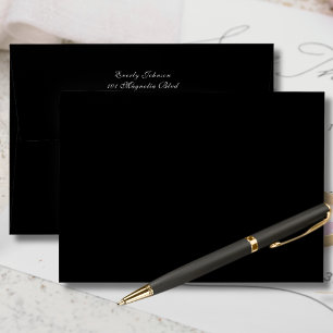 Enveloppe Élégante calligraphie de script Black White Adress