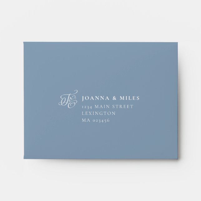 Enveloppe Élégante calligraphie Dusty Blue carte RSVP (Devant)