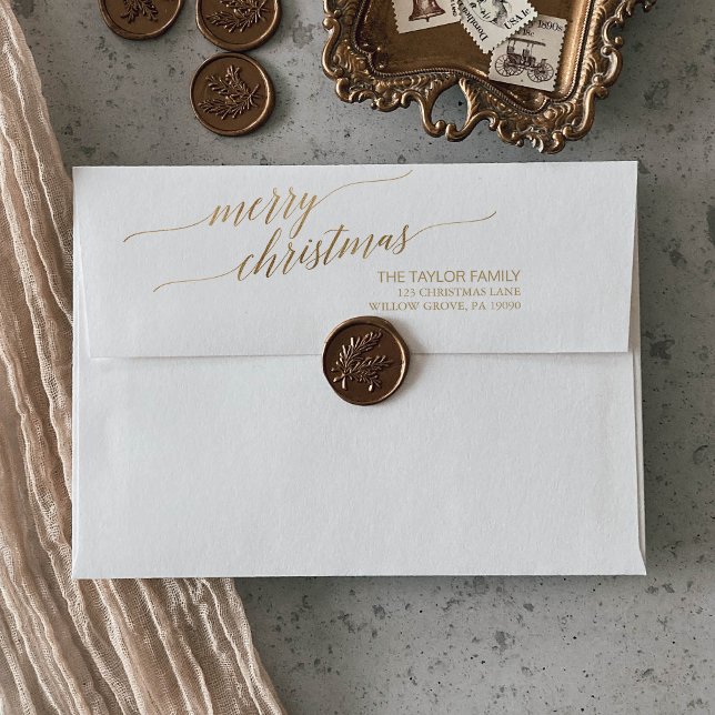 Enveloppe Élégante calligraphie or Joyeux Noël (Créateur téléchargé)