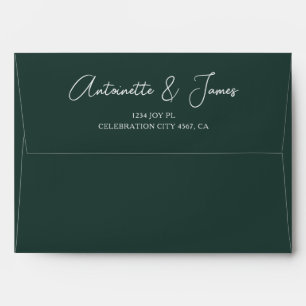 Enveloppe Élégante Calligraphie Vert foncé Adresse Mariage