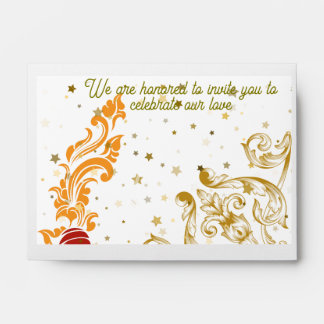 Enveloppe Elégante carte de Faire-part de mariage dorée et f