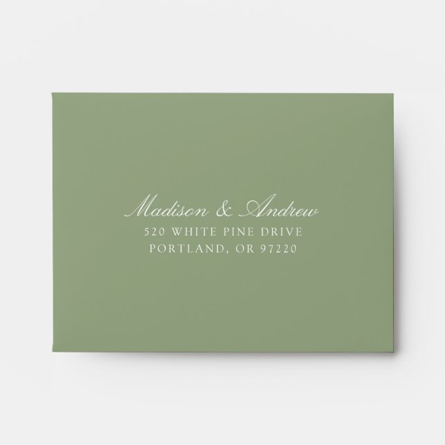 Enveloppe Élégante Chinoiserie verte Mariage floral RSVP (Devant)