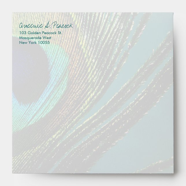 Enveloppe Élégante couleur Bohème Peacock Feather Photo (Devant)