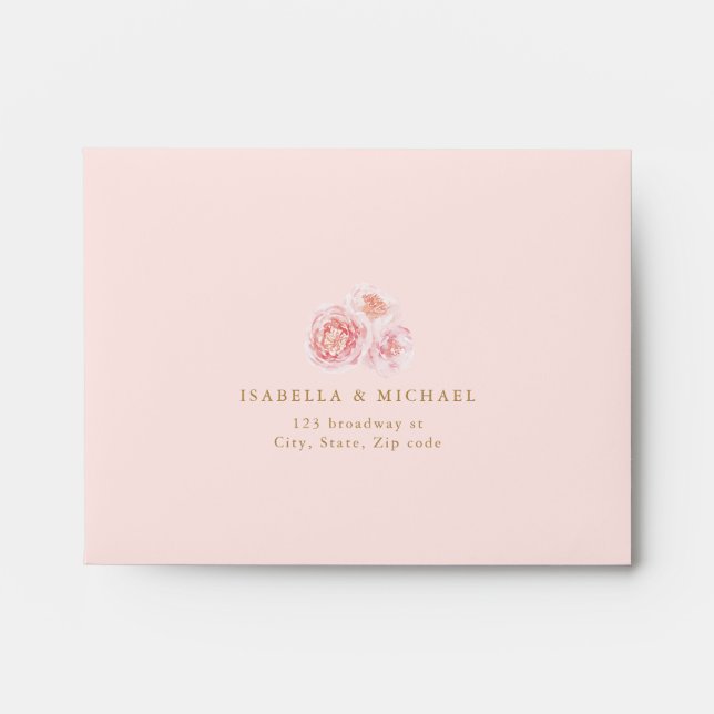 Enveloppe Elégante couleur rose pastel mariage floral RSVP (Devant)