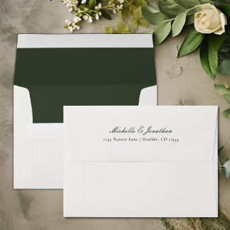 Enveloppe Elégante crème et Mariage vert de forêt