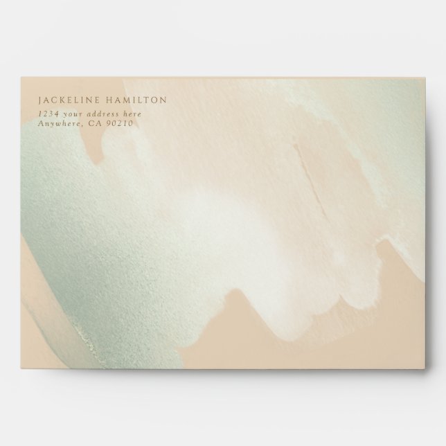 Enveloppe Élégante crème et pinces vertes, Mariage (Devant)