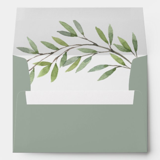 Enveloppe élégante de Faire-part de mariage verte  (Dos (Bas))