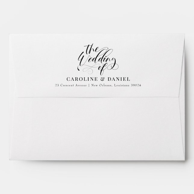Enveloppe élégante de Mariage de calligraphie (Dos (Haut rabat))