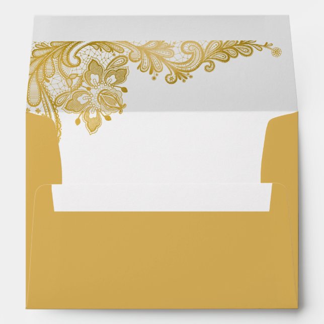 Enveloppe Elégante dentelle d'or classique pour 5 x 7 cartes (Dos (Bas))