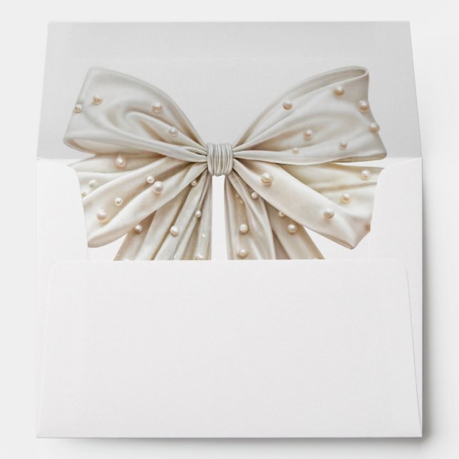 Enveloppe Elégante douche nuptiale blanche Pearl Bow (Dos (Bas))