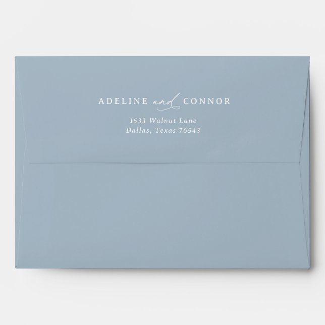 Enveloppe Élégante Dusty Blue Calligraphie s'adressant Maria (Dos (Haut rabat))