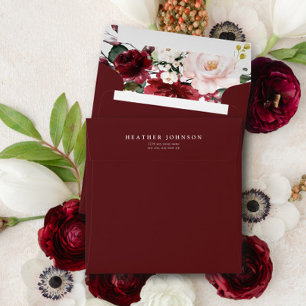 Enveloppe Elégante Fête des mariées d'aquarelle florale bord
