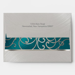 Enveloppe Élégante fibre bleue Turquoise et argentée